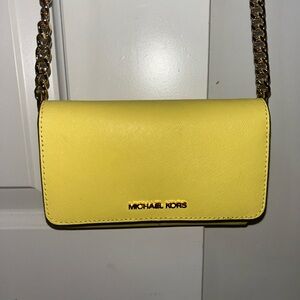 Michael Kors Yellow Crossbody Bag with Gold-Tone Hardware